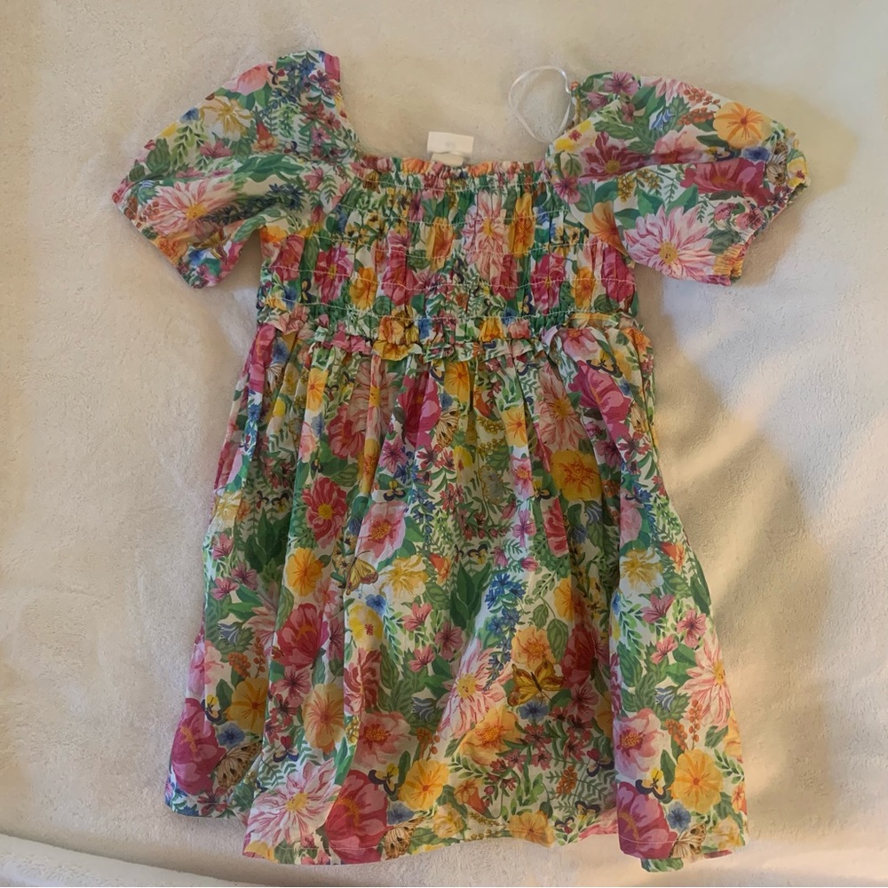 H&M Girls Floral Multi-Color Smocked Casual Dress